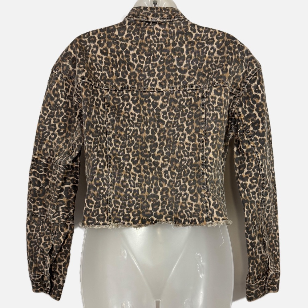 Free People | Animal Print Denim Jacket - Boho Chic - Neutral Edgy Layer - Picture 6 of 12